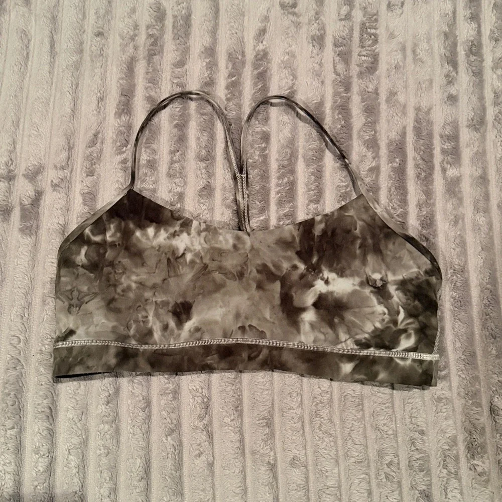 Lululemon Flow Y Nulu Bra A-C Cup Diamond Dye Light Sage Medium Olive Size 14